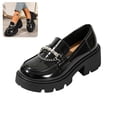 thumbnail image 1 of IEMIEMIEM Womens Loafers Fashion Chain Chunky Heel Platform Comfortable Lightweight Anti-Slip Lug Sole Slip-On Dress Shoes for Work Party Casual Daily Wear Punk Style 6 wide, 1 of 9