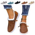 thumbnail image 1 of IEMIEMIEM Womens Loafers Short Boot Winter Warm Snow Boots Comfort Lined Lightweight Non-Slip Canvas Flat Ankle Outdoor Casual Lace up Plush Cozy Shoes 7.5 wide, 1 of 5