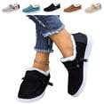 thumbnail image 1 of IEMIEMIEM Womens Loafers Short Boot Winter Warm Snow Boots Comfort Lined Lightweight Non-Slip Canvas Flat Ankle Outdoor Casual Lace up Plush Cozy Shoes 6 wide, 1 of 5
