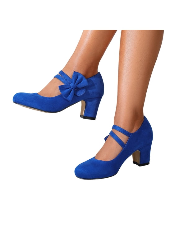 Womens Mary Janes 1920S Vintage Lace Up Bridal Shoes Slip On Comfortable Closed Toe Dress Shoe Chunky Heel Pumps Wedding Shoes Royal Blue 11 Wide