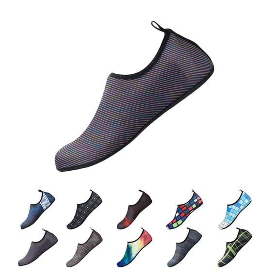 IEMIEMIEM Womens Mens Water Shoes Breathable Soft Barefoots Quick Drying Wide Slides Aqua Socks for Beach Pool Aqua Surf Yoga Gym Sport Light Purple 10 Women/9 Men