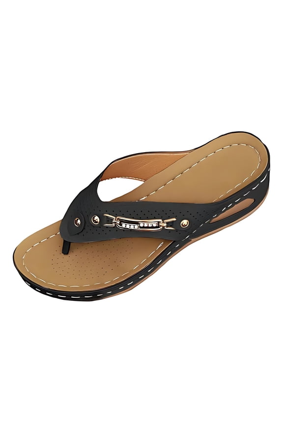 Womens Orthopedic Flip Flops With Arch Support Rubber Outsole Beach Vacation Wedge Slippers Bunion Comfortable 2026 Sandals Shoes Black 10 Wide