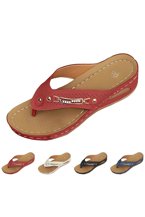 Womens Orthopedic Flip Flops With Arch Support Rubber Outsole Beach Vacation Wedge Slippers Bunion Comfortable 2026 Sandals Shoes Red 7 Wide