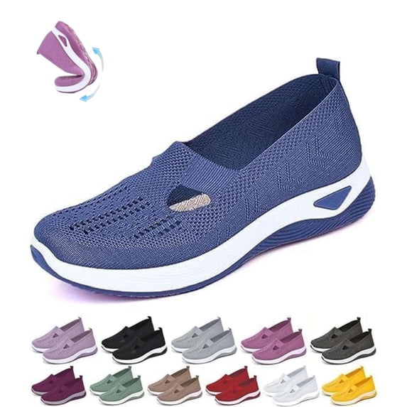 IEMIEMIEM Womens Orthopedic Shoes Breathable Knitted Slip On Sneaker Working Casual Nurse Shoes Comfortable Shoes for Women, Birthday Gifts for Women Navy 8 Wide