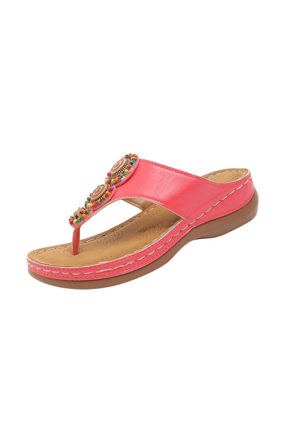 Womens Orthopedic Wedge Sandals Dressy 2026 Comfortable Casual Summer Flip Flops Walking Platform Slides Shoes Pink 7 Wide