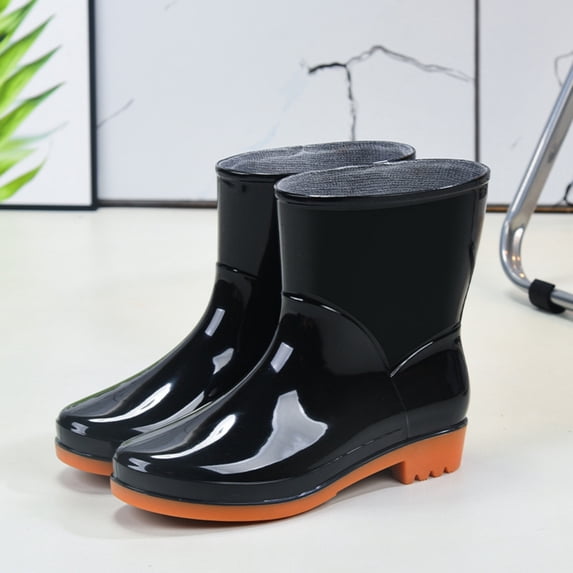 IEMIEMIEM Womens Rain Boots Waterproof Anti-skidding Rain Boots Work Ankle Boots Rubber Non-slip Garden Shoes Car Wash Footwear for Lawn Care,Gardening Black 8 Wide