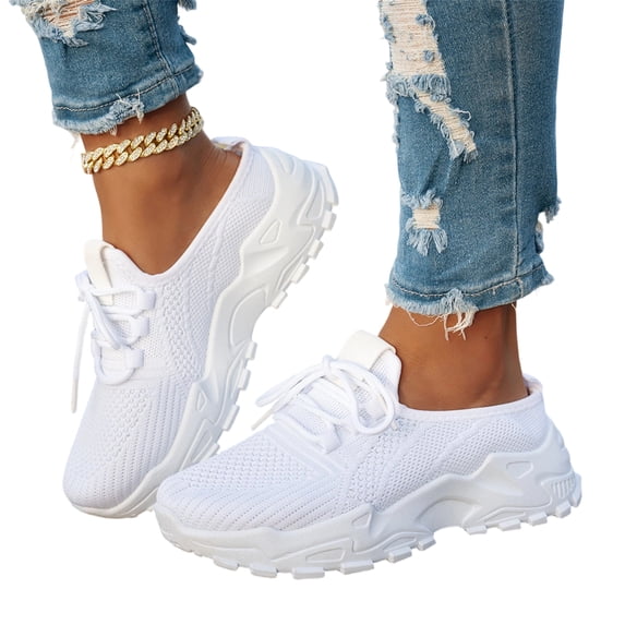 IEMIEMIEM Womens Running Shoes Sneakers Tennis Walking Workout Gym Shoes Lightweight Comfortable Trail Running Non-Slip Orthopedic Sneakers White 7 Wide