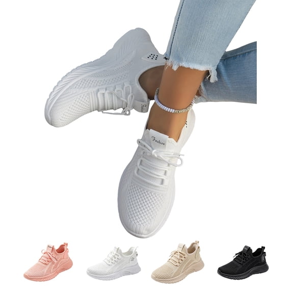 IEMIEMIEM Womens Sneakers Hands Free and Supportive Walking Shoes Lightweight Casual Sports Shoes Non-Slip Fly Woven Aerion Breathable Mesh Sneakers 7.5 wide