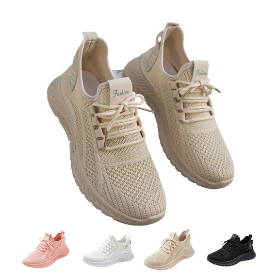 IEMIEMIEM Womens Sneakers Hands Free and Supportive Walking Shoes Lightweight Casual Sports Shoes Non-Slip Fly Woven Aerion Breathable Mesh Sneakers 7.5 wide
