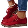 thumbnail image 1 of IEMIEMIEM Womens Suede Oxford Shoes 2026 New Lace Up Comfort Casual Cowhide Square Toe Driving Faux Moccasins Comfortable Slip On Bowknot Penny Flat Loafers Red 8.5 Wide, 1 of 7