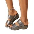 thumbnail image 1 of IEMIEMIEM Womens Wedge Sandals Dressy Platform Slippers Comfortable Glitter Sparkly Open Toe Soft Thick Sole Slip On Mules Casual 2026 Summer Slides Gray 10 Wide, 1 of 9
