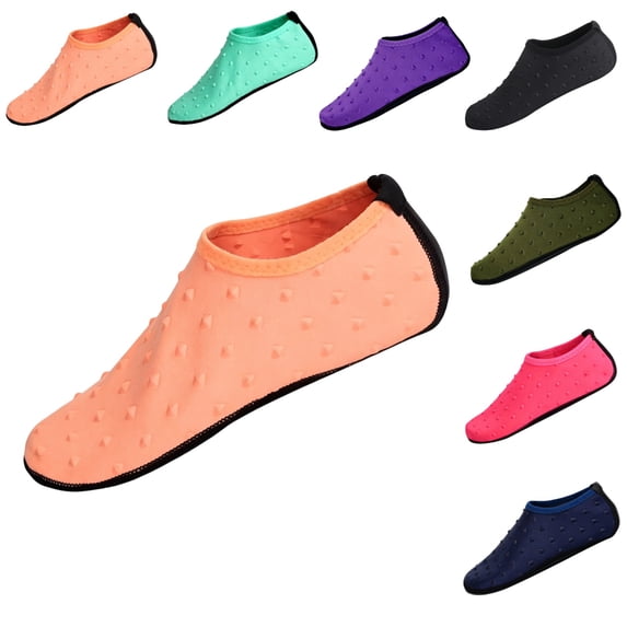 IEMIEMIEM Womens and Mens Water Shoes Breathable Soft Barefoots Quick Dry Wide Slides Aqua Socks for Hiking Swim Beach Surf Yoga Sport Orange 5 Women