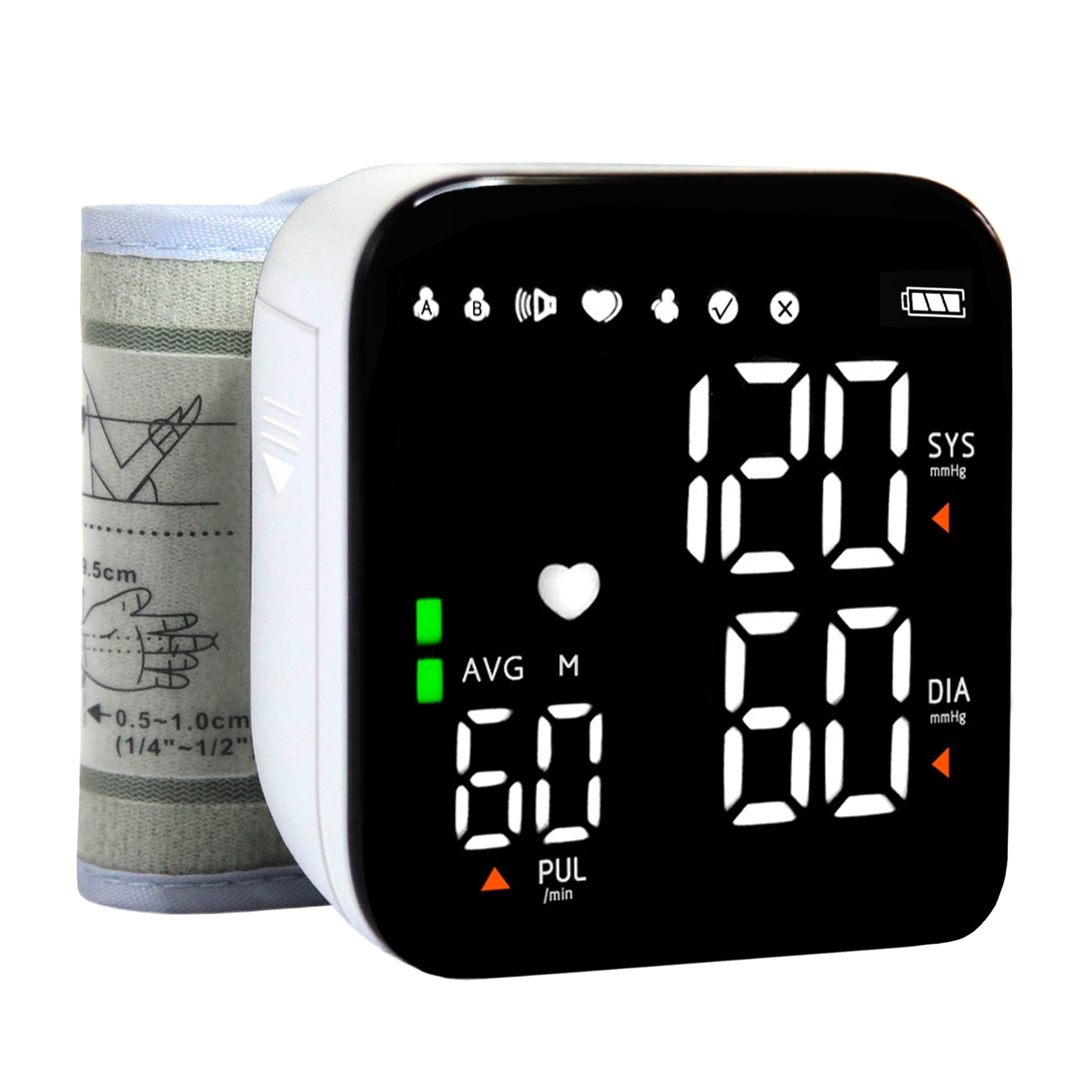 IESWKP Blood Pressure Monitor, Wrist Blood Pressure Monitor with Large LED Display Automatic Voice Broadcast BP Monitor for Home Use, 2 Users 180 Recordings