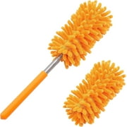 IESWKP Microfiber Duster for Cleaning with 2 Replaceable Heads, Car Duster Washable Dusters Extendable & Detachable Pole for Effortless Cleaning - Home, Car, Ceiling Fan, Furniture