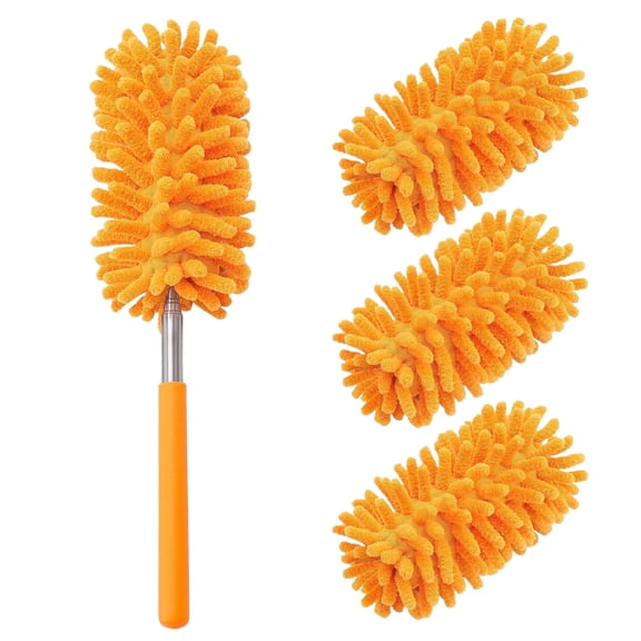 IESWKP Microfiber Duster for Cleaning with 4 Replaceable Heads, Hand Washable Dusters Extendable & Detachable Pole for Effortless Cleaning - Home, Car, Ceiling Fan, Furniture