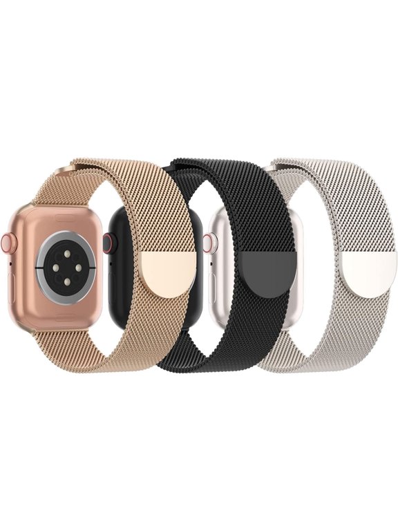 -3 Pack Mesh Metal Magnetic Compatible with Apple Watch Bands Women Men
