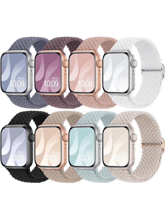 -8 Pack Braided Stretchy Solo Loop Compatible with Apple Watch Bands Women