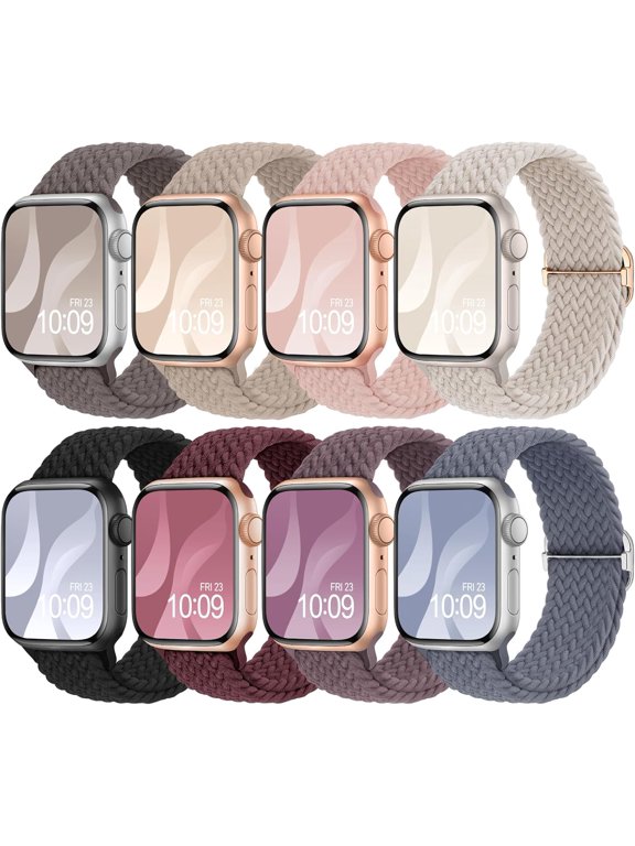 -8 Pack Braided Stretchy Solo Loop Compatible with Apple Watch Bands Women