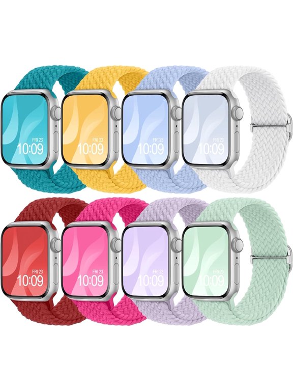 -8 Pack Braided Stretchy Solo Loop Compatible with Apple Watch Bands Women