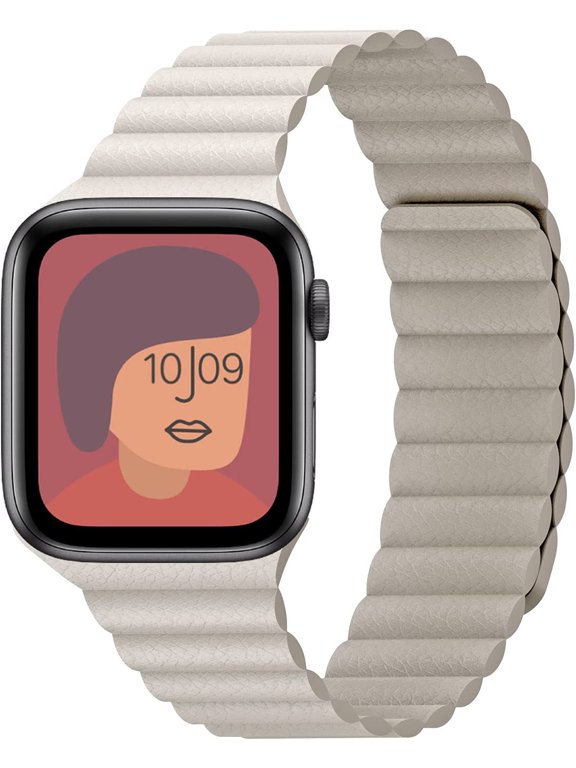 -Compatible with Apple Watch Band 49mm 46mm 45mm 44mm 42mm 41mm 40mm 38mm - Adjustable Leather Strap with Magnetic Closure System for iWatch Series 10 Ultra 2 Ultra/9/8/7/SE/6/5/4/3/2/1 - Tan