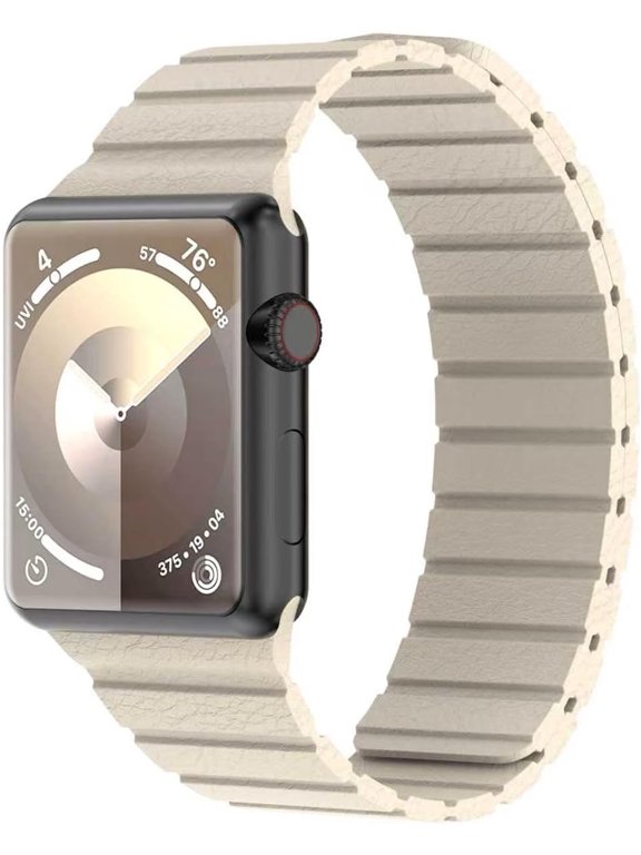 -Compatible with Apple Watch Band 49mm 46mm 45mm 44mm 42mm 41mm 40mm 38mm - Adjustable Leather Strap with Magnetic Closure System for iWatch Series 10 Ultra 2 Ultra/9/8/7/SE/6/5/4/3/2/1 - Cotto