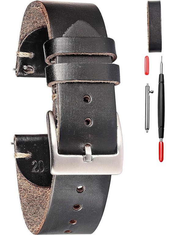 -Horween Leather Watch Band, Vintage Quick Release Strap 18-24mm