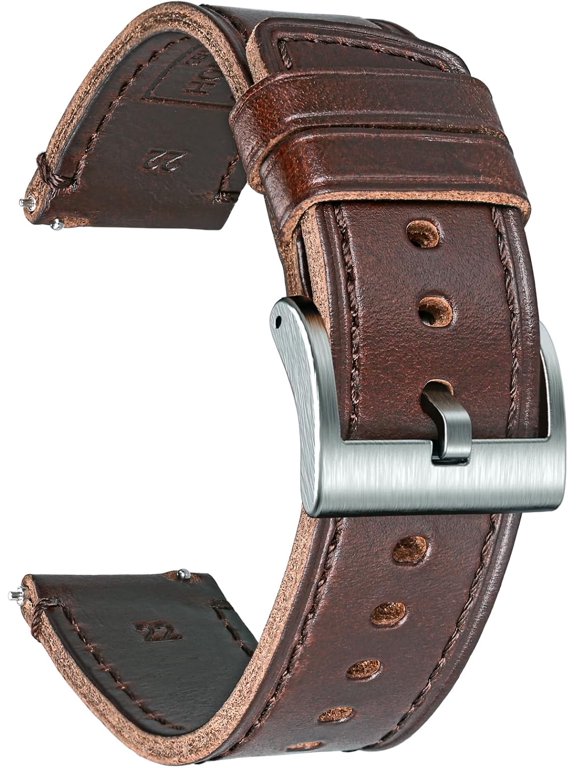 -Horween Leather Watch Band, Vintage Quick Release Strap 18-24mm
