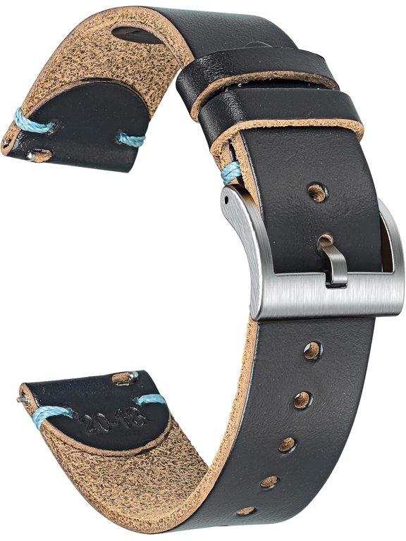 -Horween Leather Watch Band, Vintage Quick Release Strap 18-24mm