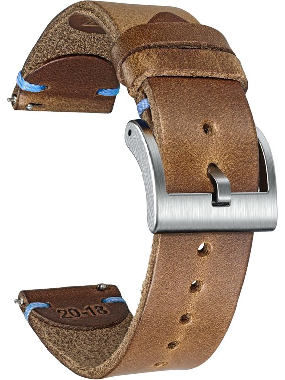 -Horween Leather Watch Band, Vintage Quick Release Strap 18-24mm
