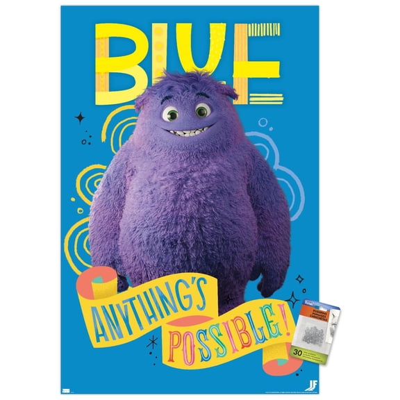 IF (Imaginary Friends) - Blue Anything's Possible Wall Poster with Pushpins, 22.375" x 34"