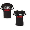 thumbnail image 1 of IF Lost Return To Babe I am BabeUnisex Couple Matching Cotton Jersey style T-Shirt Contrasting stripes on sleeves (Men Black / Women Black) (Men XL / Women XXL), 1 of 3