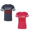 thumbnail image 1 of IF Lost Return To Babe I am Babe Unisex Couple Matching Cotton Jersey style T-Shirt Contrasting stripes on sleeves (Men Navy / Women Red) (Men S / Women M), 1 of 3
