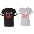 thumbnail image 1 of IF Lost Return To Babe I am Babe Matching Couple Cotton Jerseys (Men Black / Women Heather) (Men S / Women L), 1 of 3
