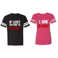 thumbnail image 1 of IF Lost Return To Babe I am Babe Matching Couple Cotton Jerseys (Men Black / Women Pink) (Men M / Women XXL), 1 of 3