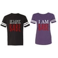 thumbnail image 1 of IF Lost Return To Babe I am Babe Matching Couple Cotton Jerseys (Men Black / Women Purple) (Men L / Women L), 1 of 3