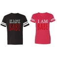 thumbnail image 1 of IF Lost Return To Babe I am Babe Matching Couple Cotton Jerseys (Men Black / Women Red) (Men XXL / Women S), 1 of 3