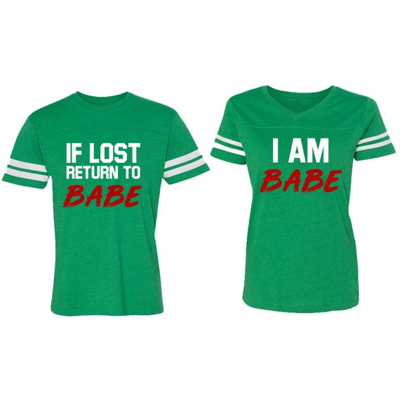 IF Lost Return To Babe I am Babe Matching Couple Cotton Jerseys (Men Green / Women Green) (Men L / Women L)