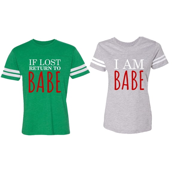 IF Lost Return To Babe I am Babe Matching Couple Cotton Jerseys (Men Green / Women Heather) (Men M / Women XL)