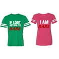 thumbnail image 1 of IF Lost Return To Babe I am Babe Matching Couple Cotton Jerseys (Men Green / Women Pink) (Men XL / Women S), 1 of 3
