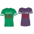 thumbnail image 1 of IF Lost Return To Babe I am Babe Matching Couple Cotton Jerseys (Men Green / Women Purple) (Men M / Women L), 1 of 3
