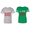 thumbnail image 1 of IF Lost Return To Babe I am Babe Matching Couple Cotton Jerseys (Men Heather / Women Green) (Men L / Women XXL), 1 of 3