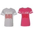 thumbnail image 1 of IF Lost Return To Babe I am Babe Matching Couple Cotton Jerseys (Men Heather / Women Pink) (Men S / Women M), 1 of 3