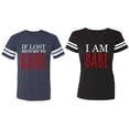 thumbnail image 1 of IF Lost Return To Babe I am Babe Matching Couple Cotton Jerseys (Men Navy / Women Black) (Men S / Women S), 1 of 3
