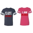thumbnail image 1 of IF Lost Return To Babe I am Babe Matching Couple Cotton Jerseys (Men Navy / Women Pink) (Men S / Women XL), 1 of 3