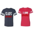 thumbnail image 1 of IF Lost Return To Babe I am Babe Matching Couple Cotton Jerseys (Men Navy / Women Red) (Men L / Women XXL), 1 of 3