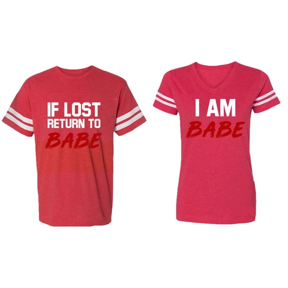 IF Lost Return To Babe I am Babe Matching Couple Cotton Jerseys (Men Red / Women Red) (Men M / Women L)