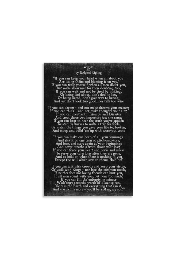 IF Rudyard Kipling Motivational Inspirational 2 Posters Art Print Wall Photo Paint Poster Hanging Picture Family Bedroom Decor Gift 08x12inch(20x30cm)