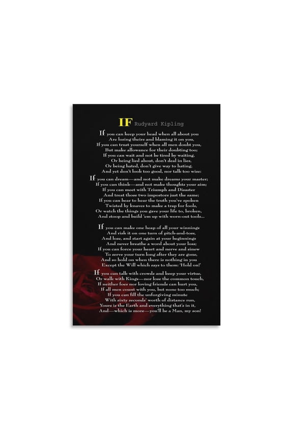 IF Rudyard Kipling Motivational Inspirational 4 Picture Print Wall Art Poster Painting Canvas Posters Artworks Gift Room Aesthetic 08x12inch(20x30cm)