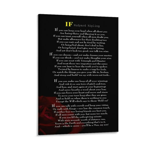 IF Rudyard Kipling Motivational Inspirational 4 Posters Wall Art Painting Canvas Gift Living Room Prints Bedroom Decor Poster Artworks 20x30inch(50x75cm)
