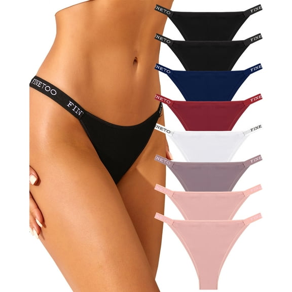 IF YOU 8 Pack Cotton Underwear For Women High Cut String Bikini Panties Low Rise Hipster Ladies Soft Cheeky S-XL